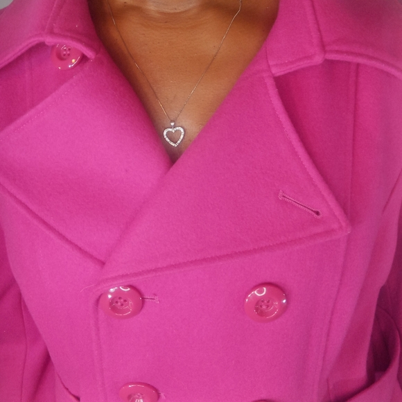SOLD****Hot Pink Pea Coat Like New Size XL - Picture 2 of 5